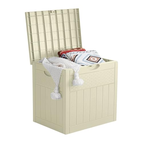 EHHLY 33 Gallon Deck Box, Small Outdoor Storage Box Waterproof,