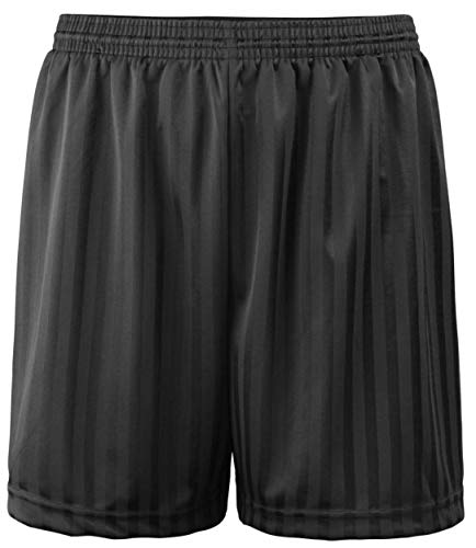 Kids Essentials Boys Girls PE Shorts School Games Gym Football Shadow Stripe Many Colours (Black 11-12 Years)