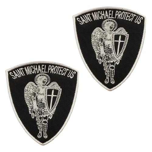 2 parches tácticos bordados de Saint Michael Protect Us del ejército con para motociclista, bolsa, jeans, bolsa, chaleco, chaqueta, sombrero, ropa, brazalete, mochila