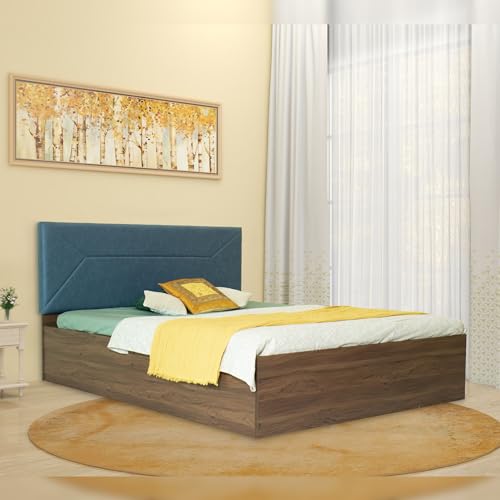 Image of DF2H Bed | 1 Year Warranty | Double Bed, Queen Size, Niyama Premium Upholstery, Non-Woven & Fabric Base + 3mm MDF, Walnut Colour (Melamine Finish)