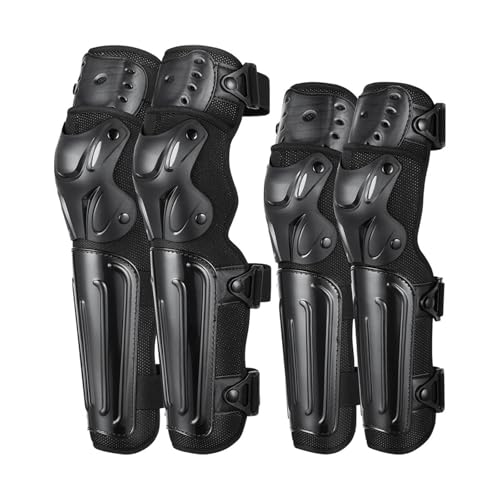 Coderas y rodilleras para motocicleta para adultos equipo de protección ajustable protector de espinilla rígido anticaídas para patinaje ciclismo motocross patinaje en línea scooter,Black Set-One Size