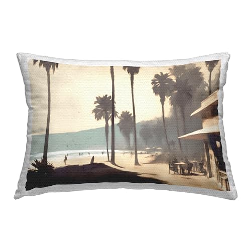 Stupell Industries Palm Tree Boulevard Design by Noah Bay Outdoor Printed Throw Pillow, 14 x 7 x 20, Tan -  plk-407_orc_14x20