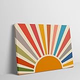 OGILRE Boho Sun Sunset Sunrise Sunshine Colorful Abstract Canvas Wall Art Decorations Prints, Girls