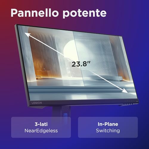 Lenovo Legion R24e Moniteur Gaming 24" FHD (1920 x 1080) IPS 0,5 ms 180 Hz Réglable AMD FreeSync, HDMI 2.1 (Mode Console) et DP Câble HDMI inclus - Raven Black