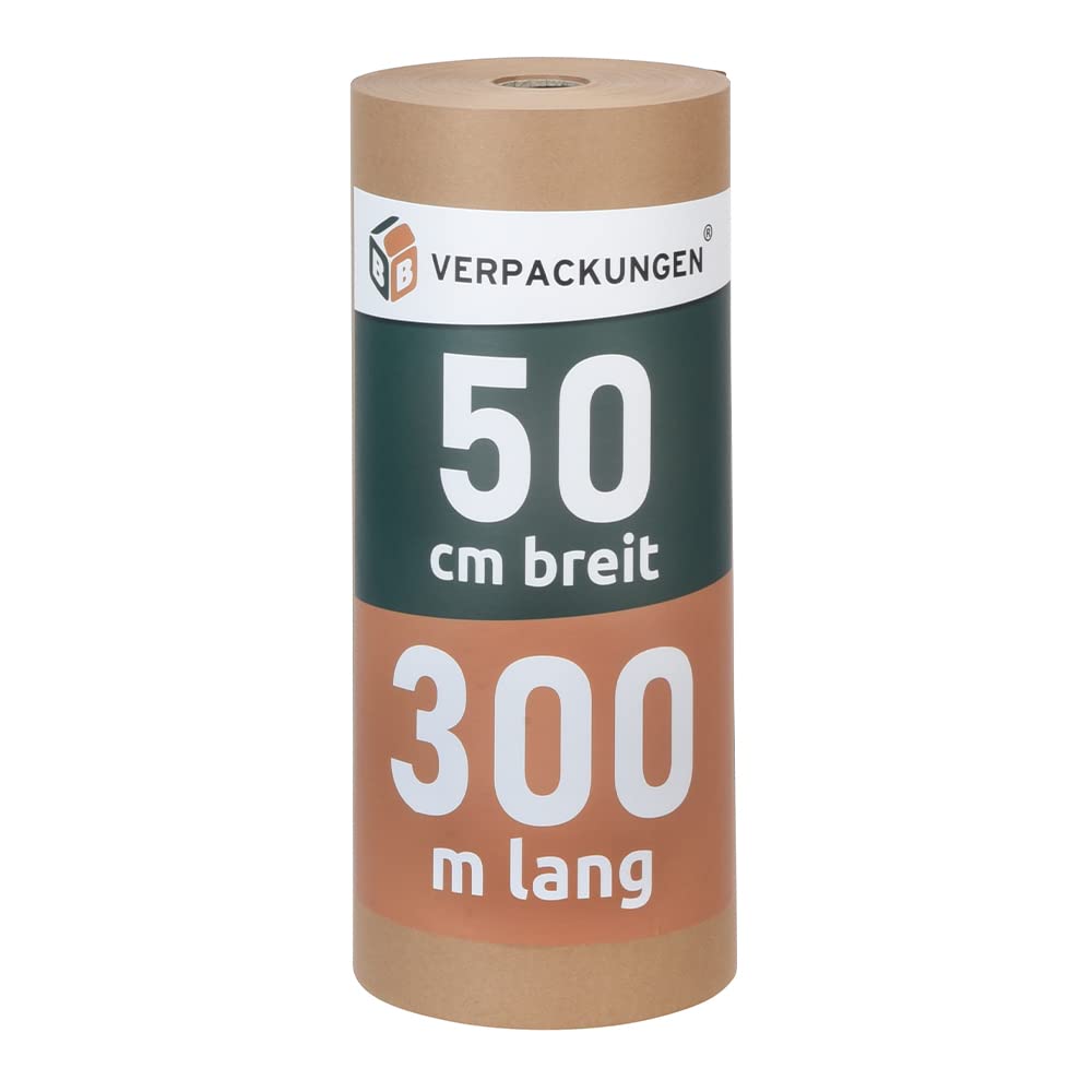 BB-Verpackungen 3 x Natronmischpapier 0,5 x 300 m (Packpapier braun reißfest, Kraftpapier, Verpackungsmaterial) - Sets zwischen 1 und 10 Rollen
