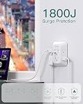 Power Bar, USB Wall Charger Surge Protector 5 Outlet Extender with 4 USB Charging Ports (2 USB C), Multi Plug Outlet, 3-Sided 1800J Power Strip Outlets Splitter Wall Plug Adapter for Home Office Dorm
