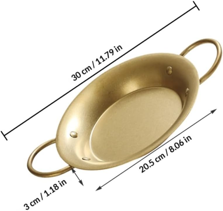 Stainless Steel Spanish Paella Pan 20.5cm round Baking Skillet with Dual Handles for Home Cooking and Restaurant Use Vintage Gold