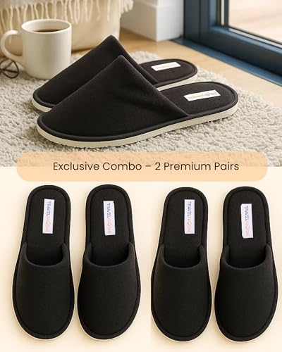 Image of Travelkhushi Soft Bedroom Slippers for Men & Women | Cozy Anti-Skid Indoor Home Footwear | Warm Winter Cushioned Sole | Unisex Gift Slippers