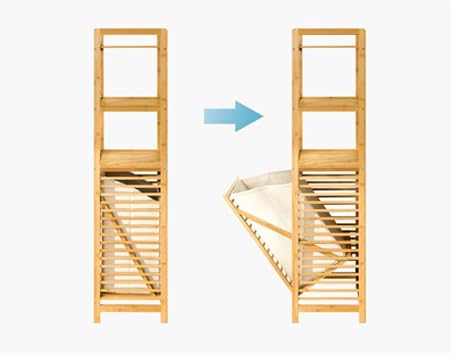 Bamboo Bathroom Cabinet Laundry Storage Laundry Hamper Large Capacity Easy to Assemble Natural Material Moisture Proof Multifunctional Organizer Tilt Out Basket Laundry Hamper Washroom Bathroom