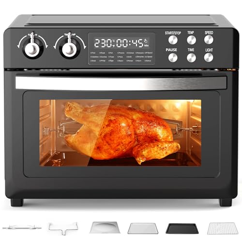 Noxton 30L Air Fryer Oven, 1700W & 19 Preset Mode Air Fryer Oven 10 in 1 Countertop Oven Mini Oven with Digital LED Display, Timer & Temperature Control, Stainless Steel Full Accessory Set