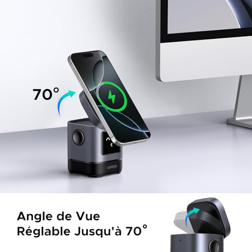 Station de Charge Robot UGREEN Uno Qi2 15W pour Illuminer votre Bureau et Charger iPhone - 7