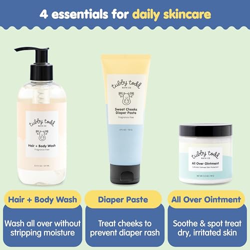 image for TUBBY TODD Baby Bundle Newborn Skin Care Set - Hypoallergenic Hair + B