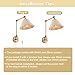 WINGBO Wall Sconce Rattan Wrapped Wall Lamp, Large Lampshade, Adjustable Swing Arm Wall Light Gold Vintage Bedside Light Fixture Wicker Handmade Shade Brass Reading Light Plug in or Hardwire (2 Pack)
