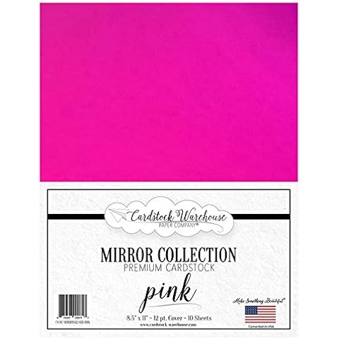 Cardstock Warehouse Mirror Pink - 8.5 x 11" - 12 Pt. / 270 Gsm Reflective Premium Cardstock - 10 Sheets Cover