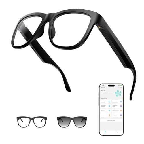 AI Smart Bluetooth Translation Glasses,Smart Glasses with 140+ Languages Online Translation and Color-Change Lens,Built-in Mic & Speakers,Anti-Blue Light Lens with Listening Voice Control