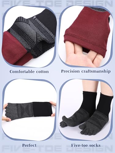 Image of Fourluoo 6 Pairs Women Cotton Athletic Toe Socks
