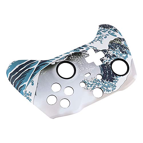 Extremerate The Great Wave Patterned Faceplate Cover, Soft Touch Front Housing Shell Case Replacement Kit For Xbox One Elite Series 2, Xbox Elite 2 Core Controller Model 1797 - Accent Rings Included #TOP7