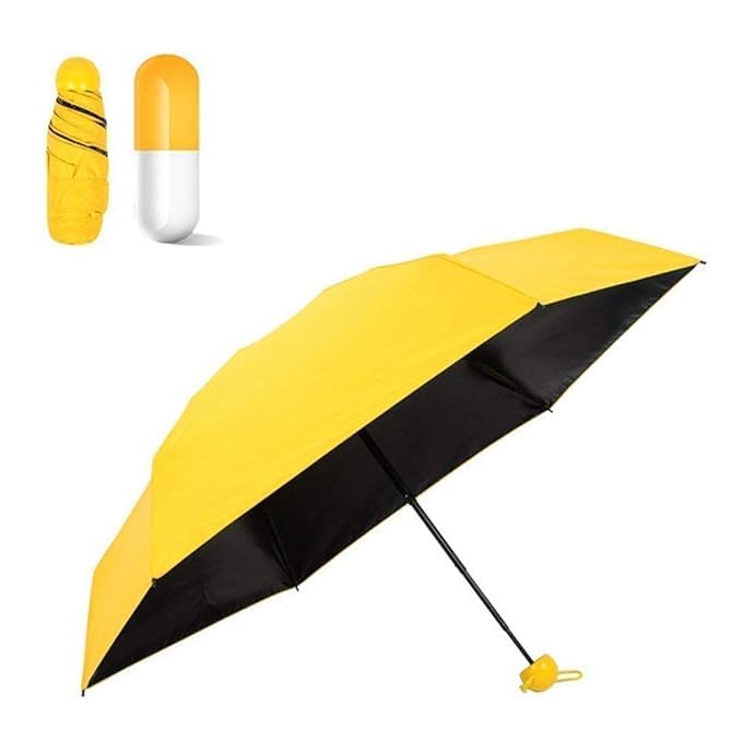 Image of Capsule Umbrella UV Protection Tablet Umbrella For Rain Windproof & Sun Protection Features, Double Layer 5 Folding Automatic Open Compact Capsule Case For Men Women Kids