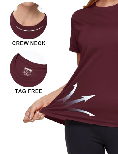 Image of MAGCOMSEN Women's Short Sleeve T-Shirts UPF 50+ Sun Protection Shirts Quick Dry Athletic Running Workout Tops Rash Guard