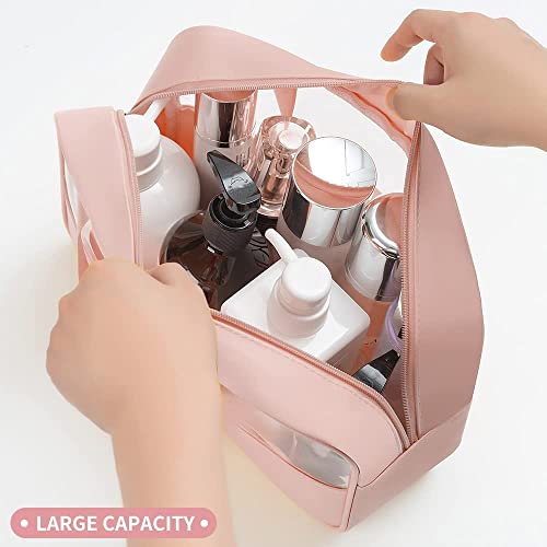 Image of Apophis Pvc Travel Makeup Pouch Set Toiletry Bag Cosmetic Organizer Bag for Women and Girls Toiletry Storage Kit Set of 3 (Pink)