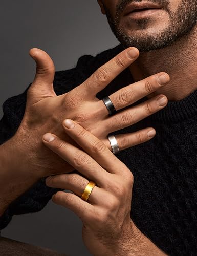 CASSIECA Anillo Hombre Tungsteno Anillo para Hombre Negr 8MM Anillos de Compromiso Promesa Boda Superficie Mmate Borde Pulido Tallas 63.4 - imagen 7