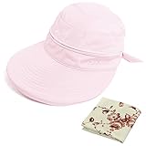 kilofly UV Protection Wide Brim Summer Lightweight 2in1 Visor Sun Hat Pink