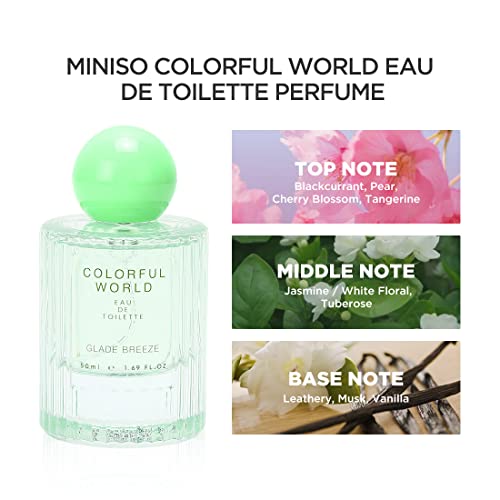 Image of MINISO Perfume for Women, EDT Luxury Perfume with Long Lasting Fragrance for Everyday Wear, Floral and Fruity Fresh Scent,Colorful World Serie (Glade Breeze),50ML