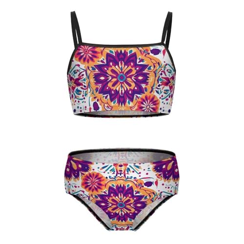 Vintage Boho Mandala Girls Bikini Swimsuit Two Piece Bathing Suit Beach Swimwear
