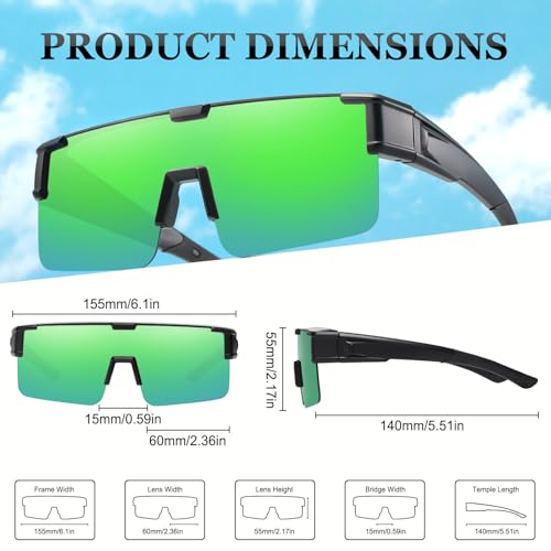 Image of HAOLOTA Fit Over Glasses Sunglasses for Men, Wrap Around Sunglasses for Driving Cycling Outdoors UV Protection