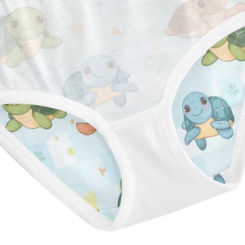 ZZKKO Cute Turtle Checkered Girls Underwear Toddler Panties for Girls Comfort Brief Size 2-8T4