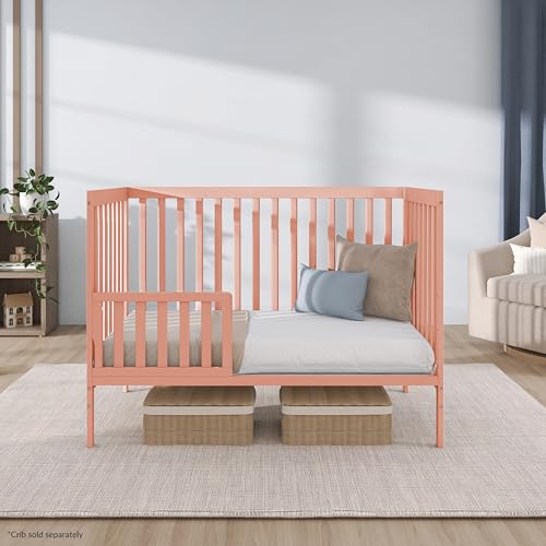Image of Dream On Me Toddler Guard Rail for Convertible Crib, Solid Wood Bed Rail for Toddler Bed Conversion, Fusion Coral
