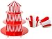 Alzata in Cartone per Cupcake a 3 Livelli a Strisce Rosse e Bianche Alzata per Cupcake per Tenda di Carnevale del Circo e 24 Pezzi Involucri per Cupcake di Carta a Righe Rosse e Bianche