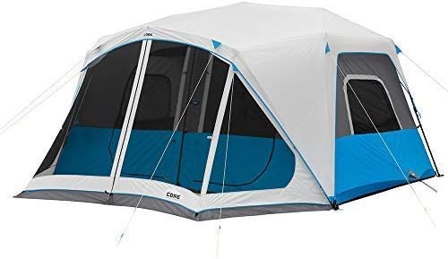 CORE Instant Tent with LED Lights | Multi Room Tents for Camping | Large Family Cabin Lighted Tent | Pop Up Camping Tent | 6 Person / 9 Person / 10 Person / 12 Person Tents for Camping