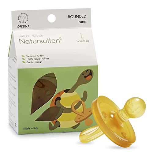 Image of Natursutten Pacifiers 12-18 Months - 1-Pack Original Shield Round Nipple Natural Rubber Safe & Soft BPA-Free Pacifiers for Breastfeeding Babies - Newborn Pacifiers Made in Italy