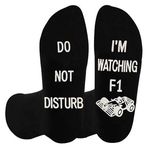 Dekzked Funny F1 Fans Gift Socks,Do Not Disturb I'm Watching F1 Socks Mens Birthday Present for F1 Lover Novelty Racing Car Fans Gifts (UK, Alpha, One Size, Regular, Regular, Black01)