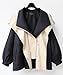 SOMTHRON Women's Hooded Trench Coat Lightweight Lapel Button Down Jacket Color Block Mid-Length Windbreaker BL-XL