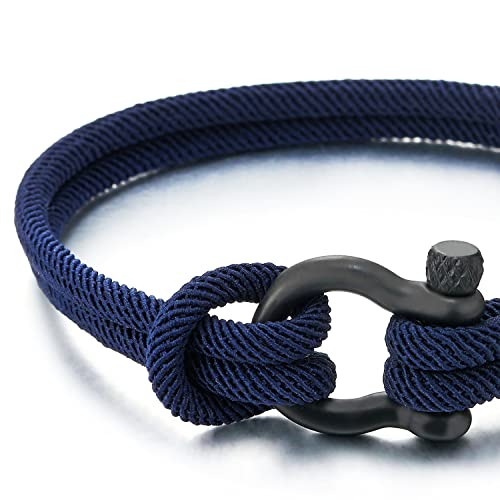COOLSTEELANDBEYOND Mens Women Steel Screw Anchor Shackles Nautical Sailor Rope Cord Wrap Bracelet Wristband3