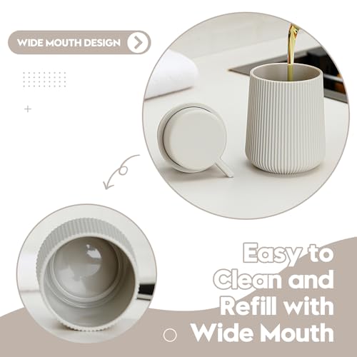 Image of YAUKPH Striped Foaming Hand Soap Dispenser with Leak-Proof Pump for Bathroom and Kitchen Countertop 11oz Beige