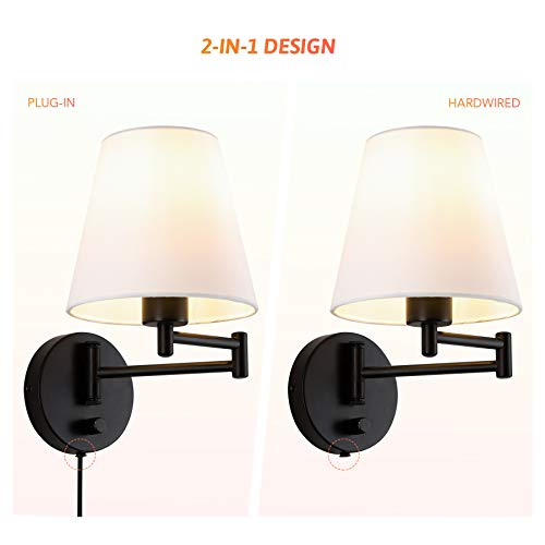 Buy VONLUCE Modern Swing Arm Wall Mount Light Plug in, Corded Wall