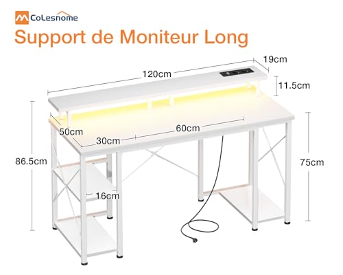 Bureau informatique avec prises et ports USB intégrés doté d'un support écran ergonomique - 4
