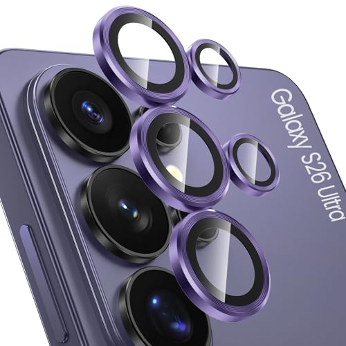 Image of Tensea (3+2 Pack Compatible with Samsung Galaxy S26 Ultra Camera Lens Protector, 9H Tempered Glass Camera Cover Screen Protector Metal Custom Ring Installation Tray