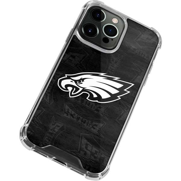 Skinit Clear Phone Case Compatible with iPhone 14 Pro - Officially Licensed NFL Philadelphia Eagles Black & White Design