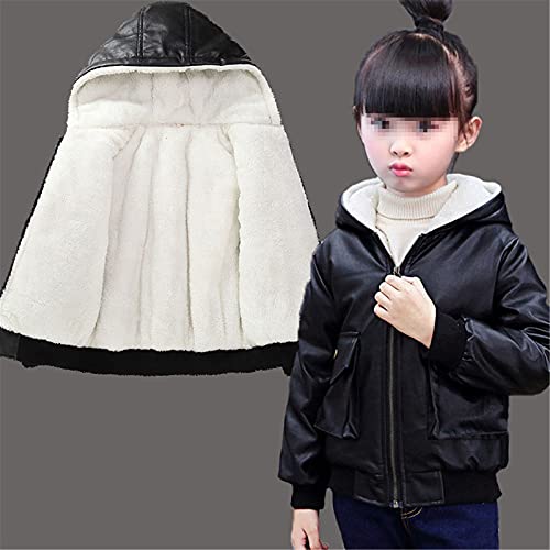 Yiqinyuan Children Teenage Girl Bikers Leather Hooded Jacket Fall Winter Windbreaker Coat Kids Girl's Outerwear Clothes3