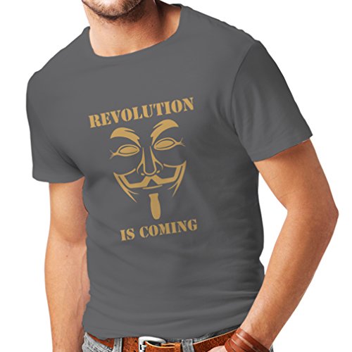 lepni.me Men's T-Shirt The Revolution is Coming Anonymous Hackers Legion V for Vendetta