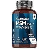 MSM Vitamine C 2400mg par Portion, 360 Comprimés Vegan 6 Mois d'Approvisionnement, Methylsulfonylmethane avec Acide Ascorbique (Vitamine C) en Comprimés Au Lieu de la MSM Poudre et Gélules
