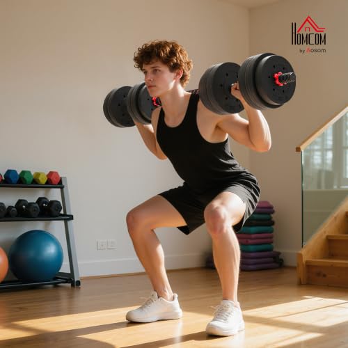 Foto von HOMCOM 2 in 1 Hanteln Set 25 kg, Verstellbare Kurzhantel & Langhantel