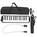 Estink 32 Key Melodica Instrument for Beginners Kids Student Plastic Wind Piano with Cornet Mouthpiece and Durable Bag for Music Education Practice (Black)