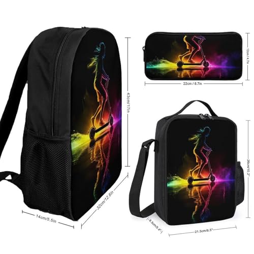 Scooter Sport Rainbow Silhouette Large Travel Backpacks Carry on Backpack Weekender Bag with 2 Storage Pockets for Men And Women2