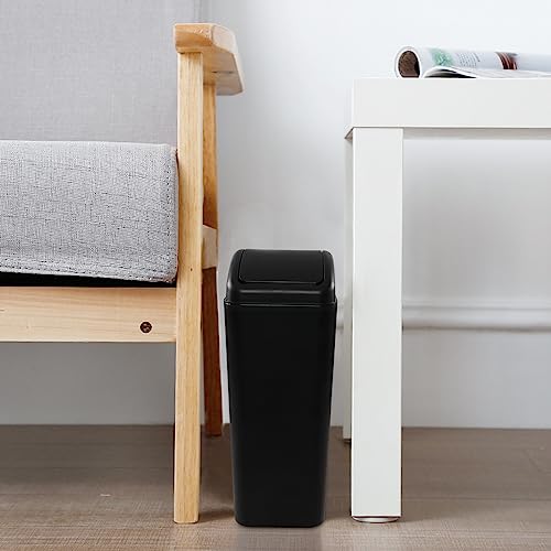 Caneca de basura rectangular 14 L con tapa negra miniatura 2