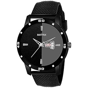 Matrix Day & Date Analog Wrist Watch for Men & Boys (Black)